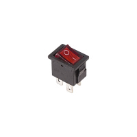 Выключатель клавишный 250V ON-OFF mini 6A (2*2c) красный с подсветкой, REXANT (10/100/1000) 9979784