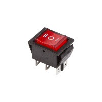 Выключатель клавишный 250V ON-OFF-ON, 15А (2*3с), красный с подсветкой и нейтралью, REXANT 9979760