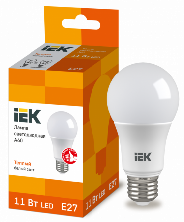 Лампа светодиодная LED 11вт E27 тепло-белый ECO ИЭК(LLE-A60-11-230-30-E27)