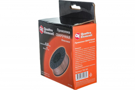 Проволока свар.флюсовая, QUATTRO ELEMENTI ф 0,8 мм (1кг) (790-380)