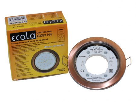 Встр потол свет Ecola GX53 H4 220V GX53 чернен медь 38*106