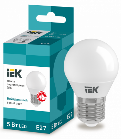 Лампа светодиодная LED 5вт E27 белый матовый шар ECO (LLE-G45-5-230-40-E27)