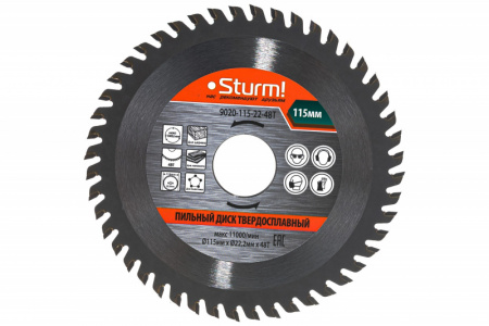 Пильный диск  115*22*48 зубьев, твердоспл.напайки Sturm 9020-115-22-48Т
