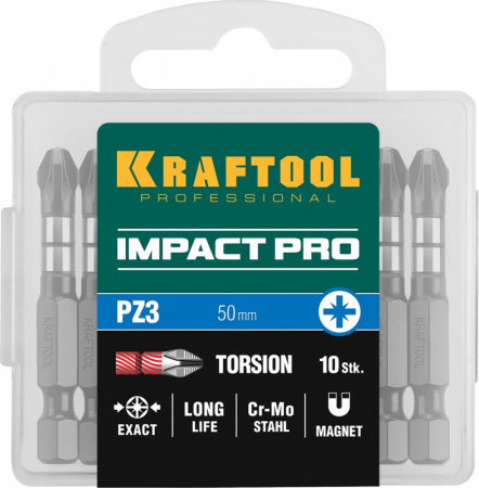 Биты KRAFTOOL Impact Pro, Philips, тип хвостовика E 1/4