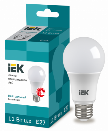 Лампа светодиодная LED 11вт E27 белый ECO ИЭК (LLE-A60-11-230-40-E27)