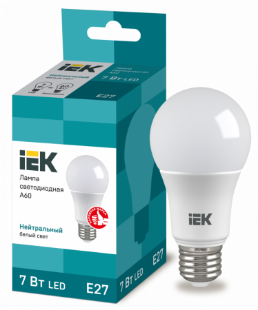 Лампа светодиодная LED 7вт E27 белый ECO (LLE-A60-7-230-40-E27)