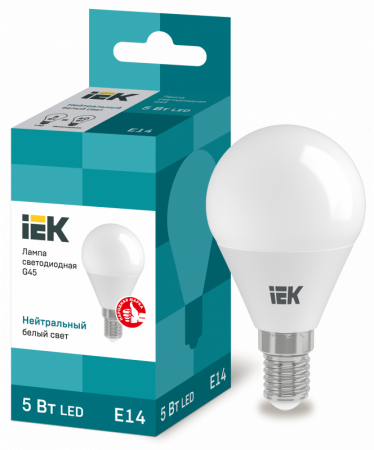 Лампа светодиодная LED 5вт E14 белый матовый шар ECO (LLE-G45-5-230-40-E14)