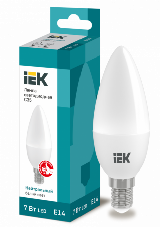 Лампа светодиодная LED 7вт Е14 белый матовая свеча ECO (LLE-C35-7-230-40-E14)