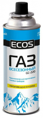 Газ в баллоне портативном Экос GC-220 (цанговый, 220г., Корея), всесезонный (364258)