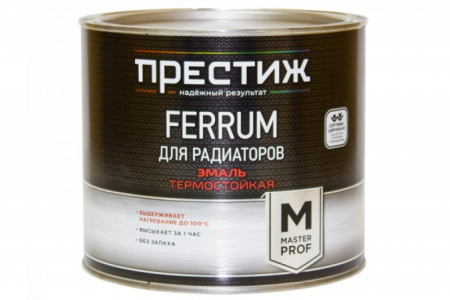 Эмаль ПРЕСТИЖ акрил д/рад 0,4кг (белый) FERRUM 150 градус.