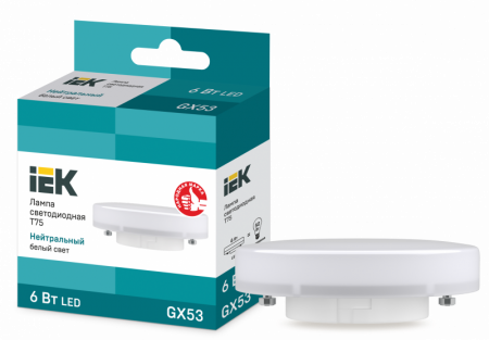 Лампа светодиодная LED 6вт GX53 белый таблетка ECO (LLE-T80-6-230-40-GX53)